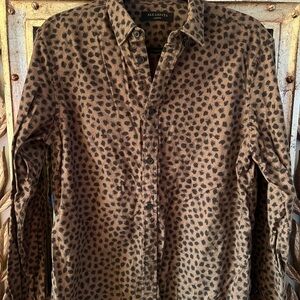 AllSaints Brown Shirt with Black Leopard Print